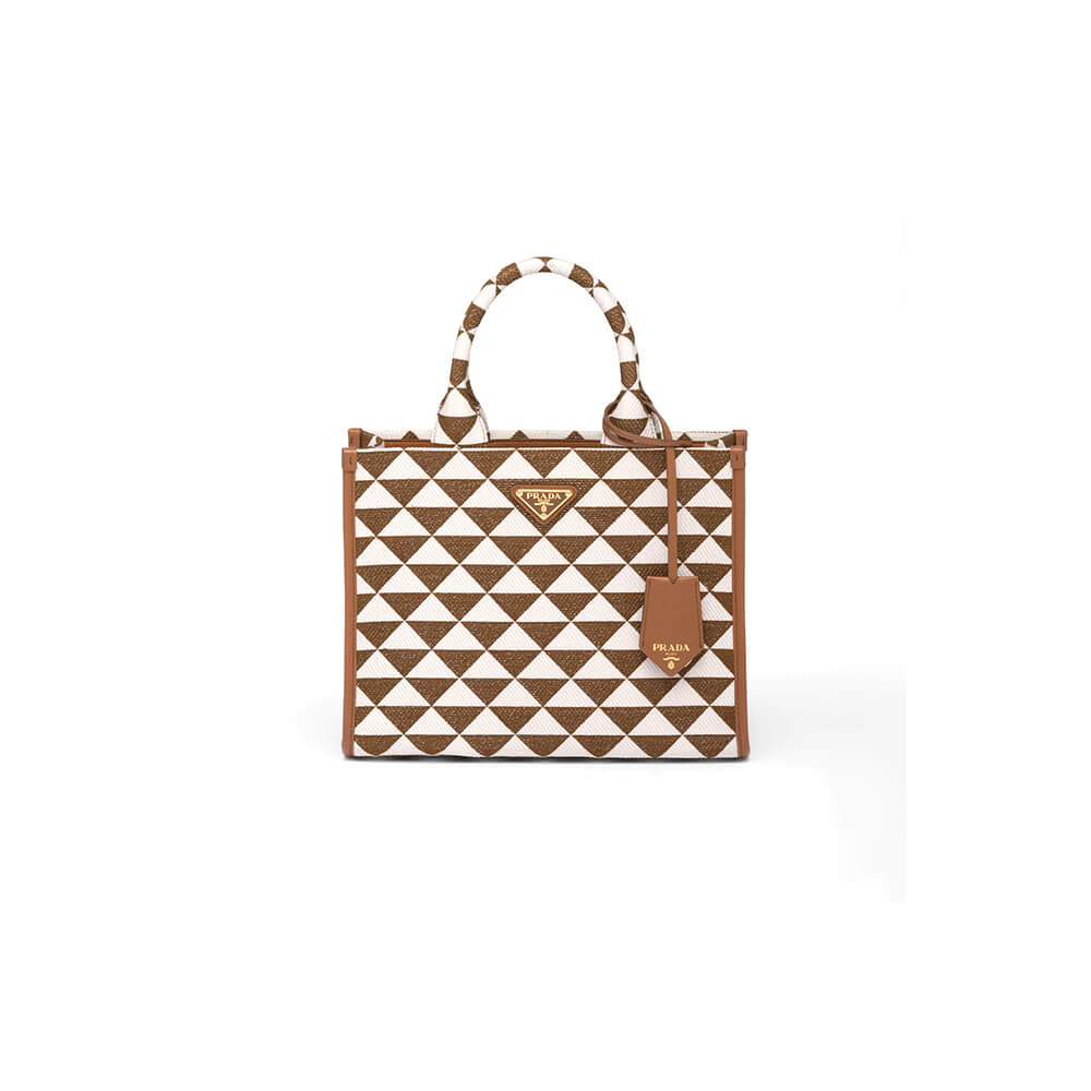 small Pra*a symbole jacquard fabric handbag
