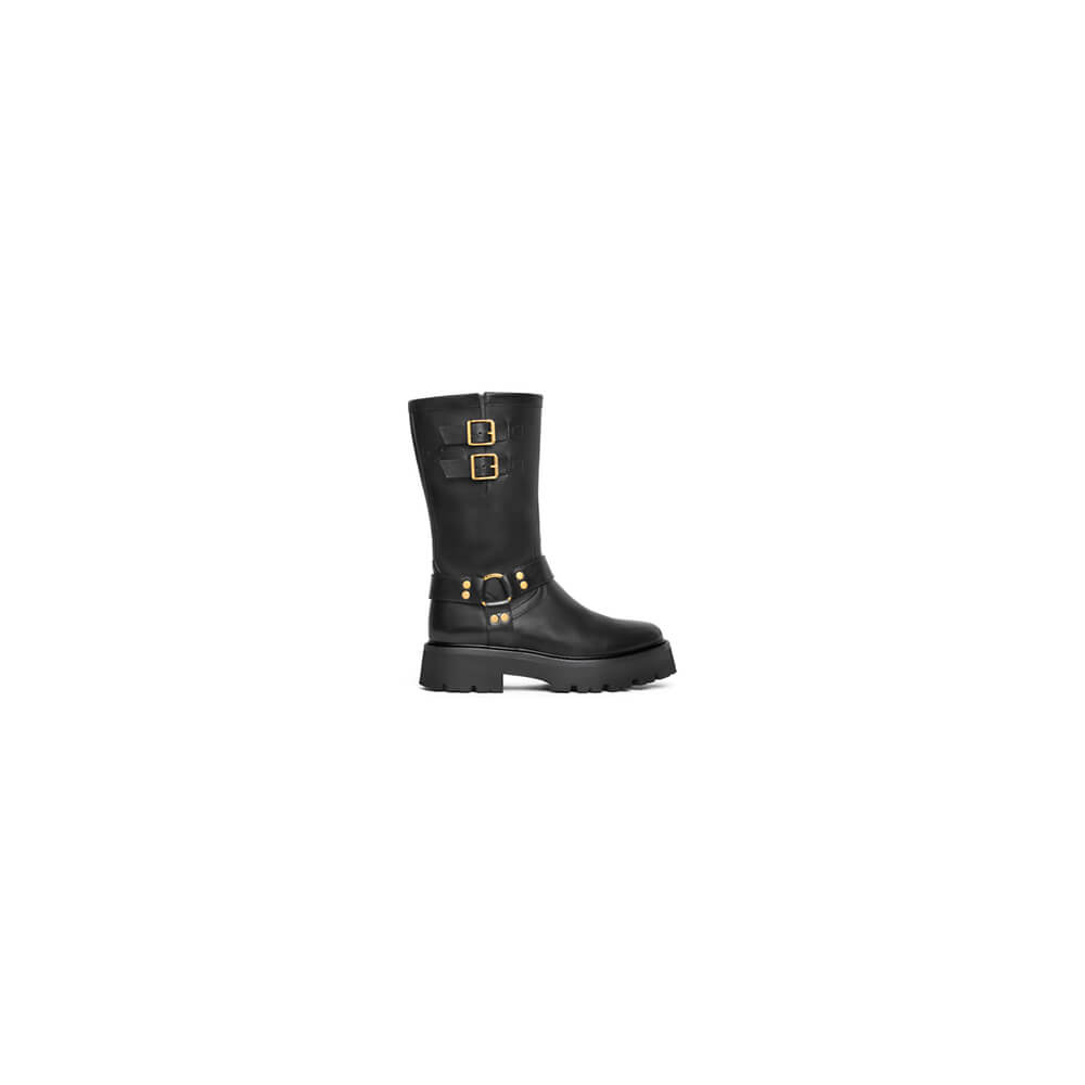 Ce**e bulky mid biker boot with harness in calfskin