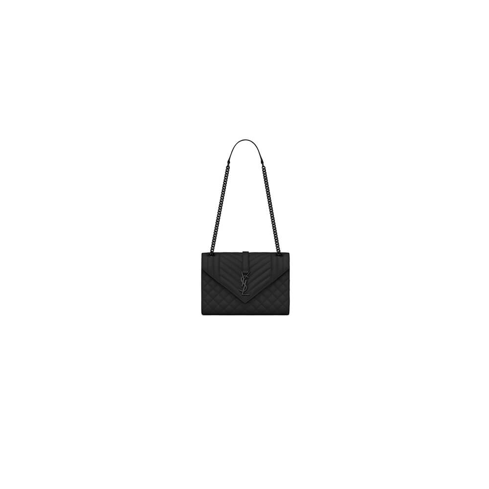 YSL ENVELOPE MEDIUM IN QUILTED GRAIN DE POUDRE EMBOSSED LEATHER(HIGH-END GRADE)