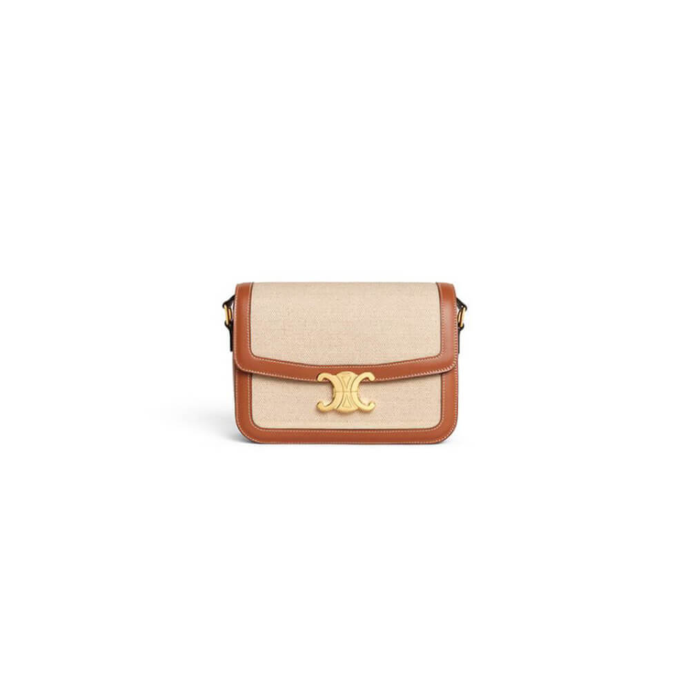 Ce**e classique triomphe bag in triomphe canvas and calfskin(high-end grade)