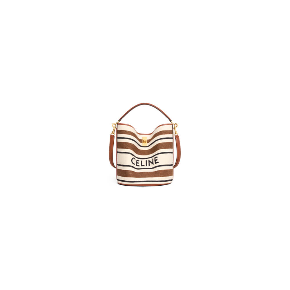 Ce**e bucket 16 bag in striped textile with Ce**e jacquard(high-end grade)