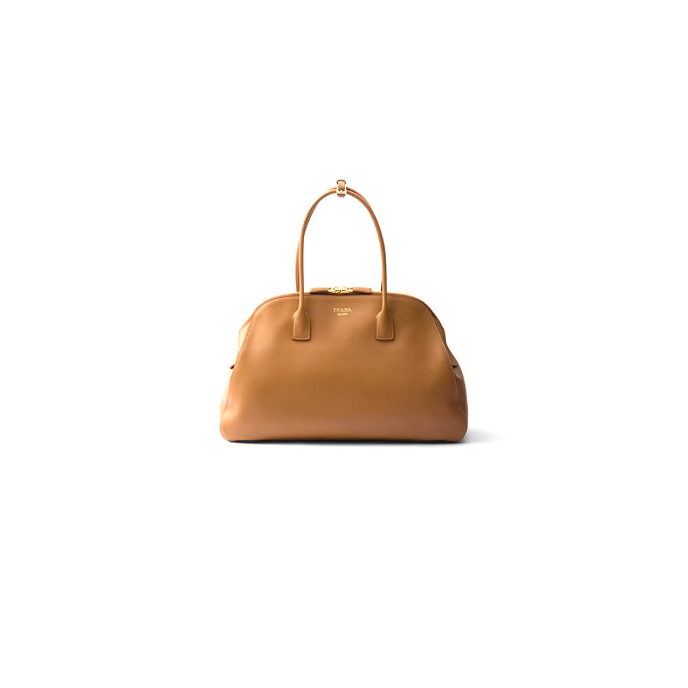 Pra*a large leather tote bag with zipper closure(high-end grade)