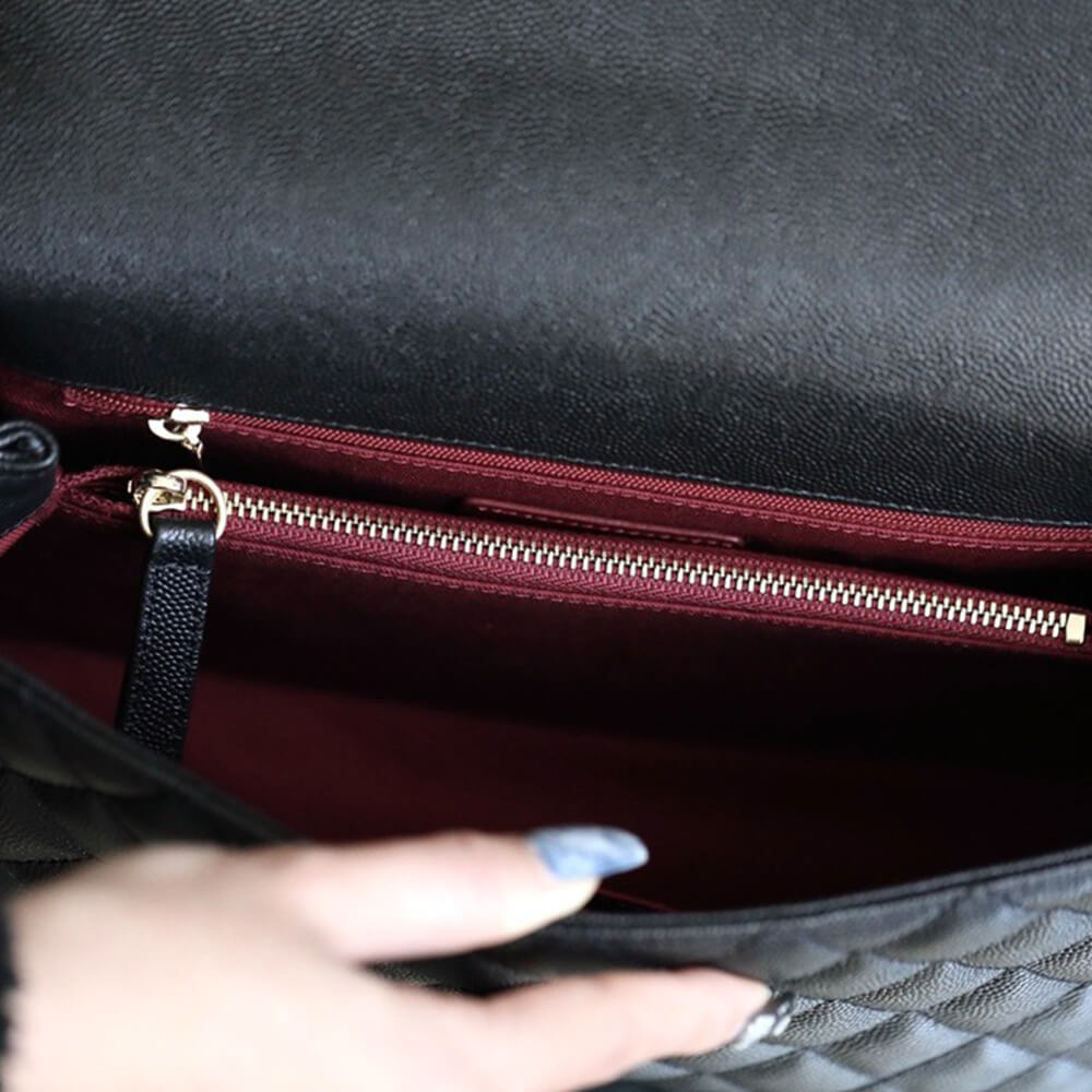 Ch*el large flap bag with top handle(high-end grade)