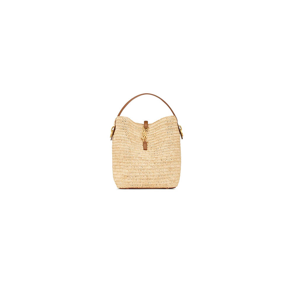 YSL LE 37 IN WOVEN RAFFIA AND VEGETABLE-TANNED LEATHER(HIGH-END GRADE)