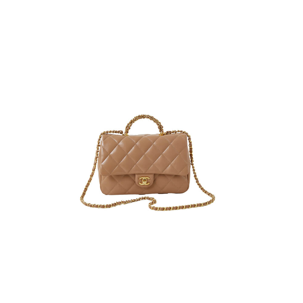 Ch*el flap bag with top handle