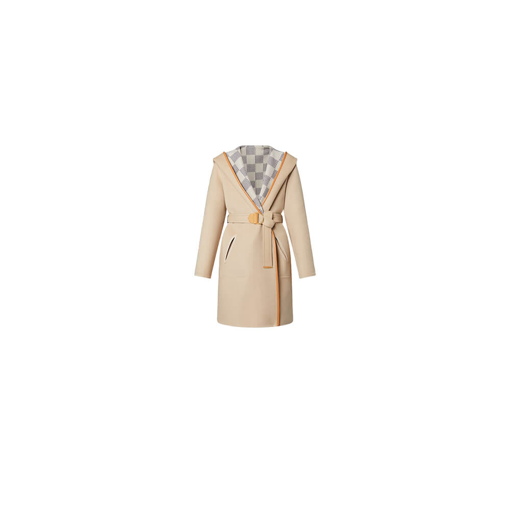 LV Reversible Damier Azur Hooded Wrap Coat(HIGH-END GRADE)