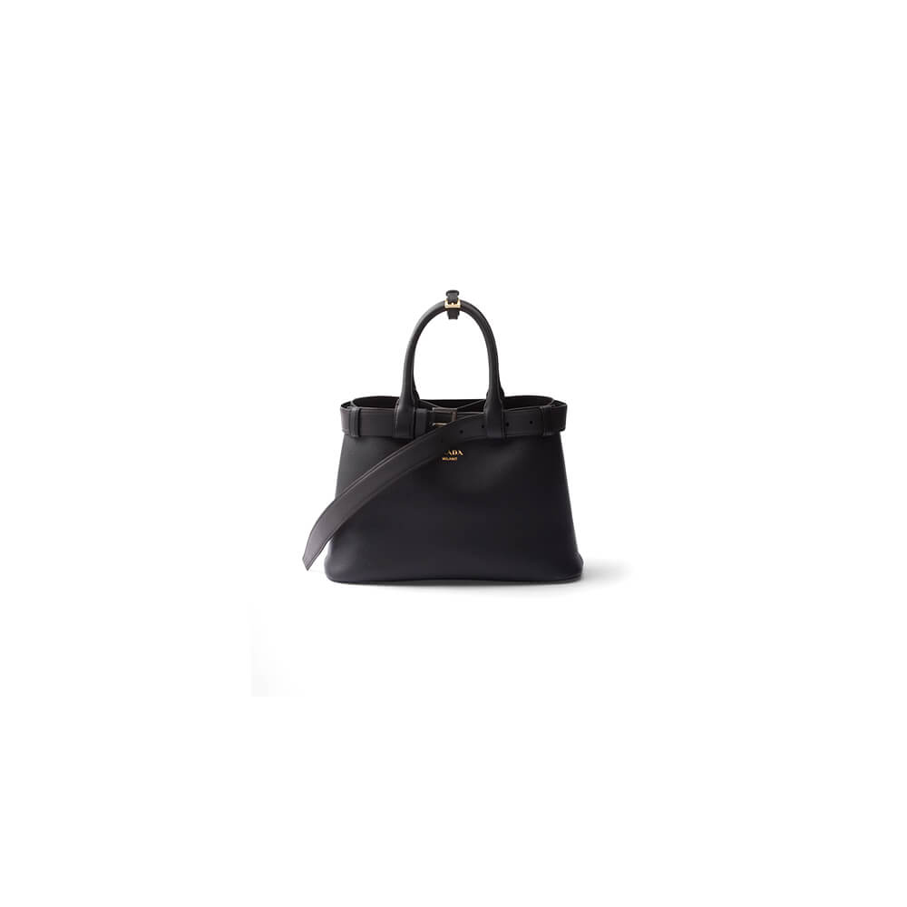 Pra*a buckle small leather handbag with belt(high-end grade)