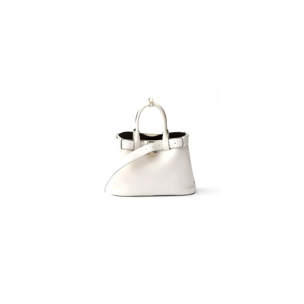 Pra*a buckle small leather handbag with belt(high-end grade)
