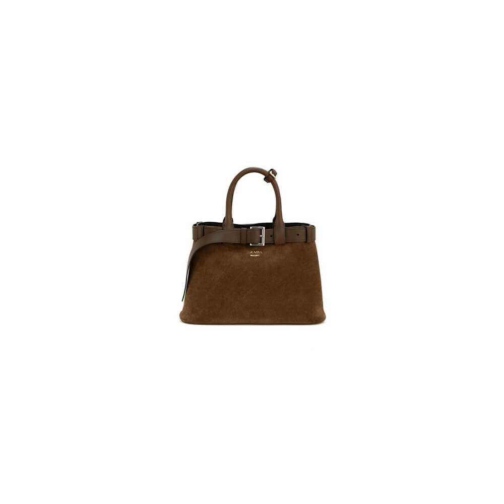 Pra*a buckle small suede handbag with belt(high-end grade)