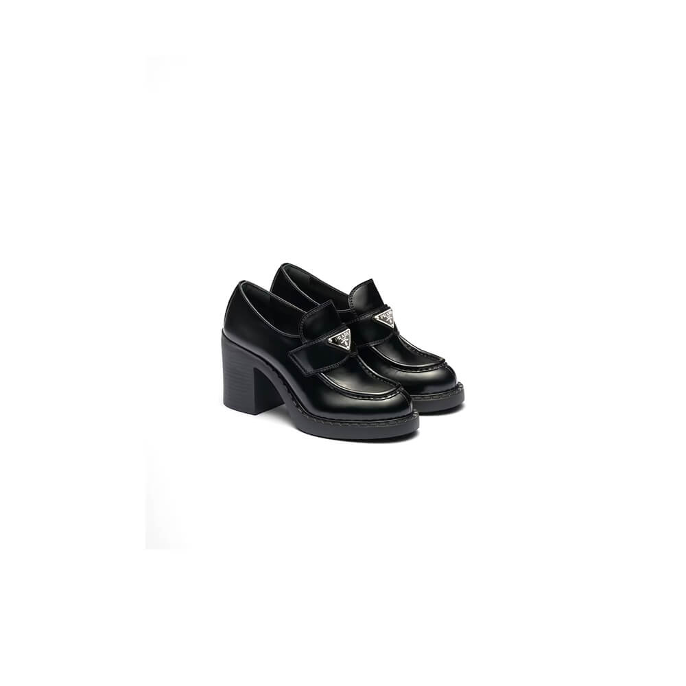 Pra*a chocolate brushed leather loafers(high-end grade)