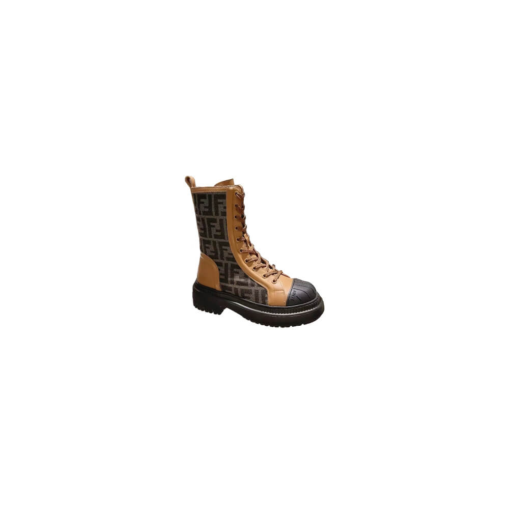 F**di domino brown leather biker boots