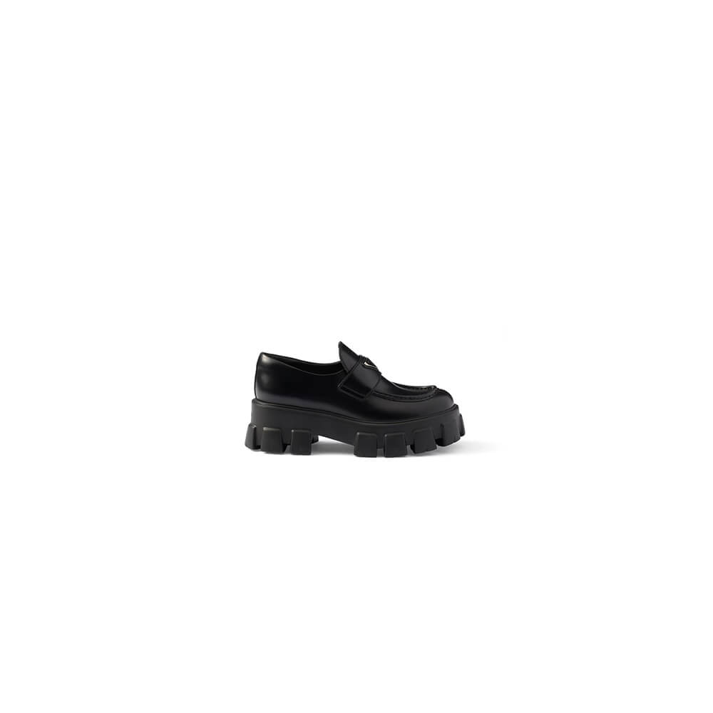 Pra*a brushed leather monolith loafers