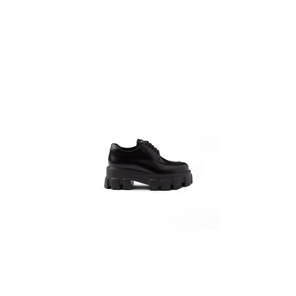 Pra*a monolith brushed leather lace-up shoes