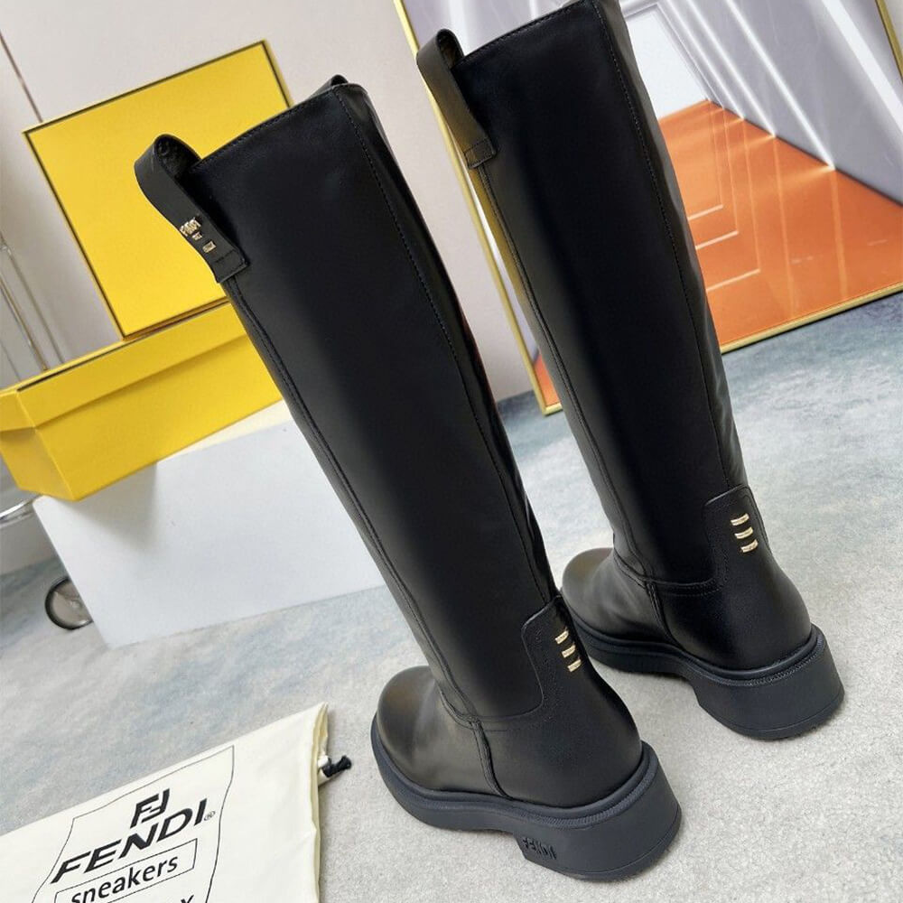 F**di filo black leather boots